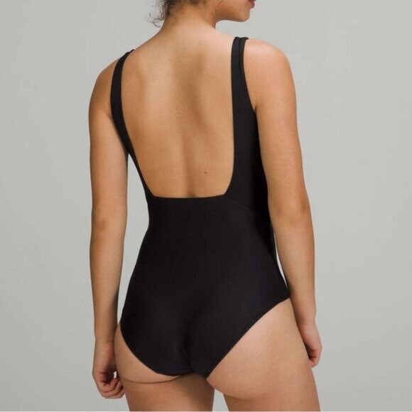 Lululemon Waterside Square-Neck One Piece Black Swimsuit Athletic Size 6 | Small - Picture 4 of 13